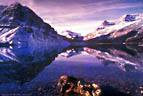 View toward Bow Glacier from Bow Lake, near Num-Ti-Jah Lodge, Banff National Park.