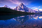 Snow accented Mount Cephren in Lower Waterfowl Lake, Banff National Park.