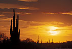 Orange tinted desert sunset, Peralta Road to Superstitions Wilderness Area, Arizona