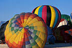 Assembly of balloons in various stages of inflation.