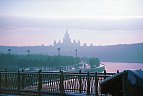 Krasholuzhsky Railroad Bridge , Luzhhiki Park, and in the distance Moscow State University - Moscow, Russia